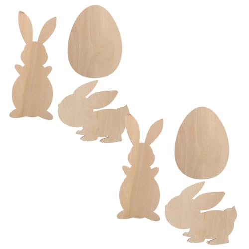 STOBOK 1 Satz Haseneier Aus Holz Basteln Ostern Osterbasteln Ostern Holzschmuck Holzfiguren Ostern Geschenkidee Ostern Plüsch Bausatz Korb Leere Holzspäne Malerei Dekoration 6st von STOBOK