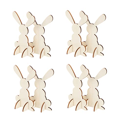 STOBOK 1 Satz Hasenschmuck Aus Holz Ostern Zu Ostern Easter Decoration Osterpräsente Plüsch Meerschweinchen-tunnel Schöne Hasendekoration Kaninchen Aus Holz Khaki 8st von STOBOK