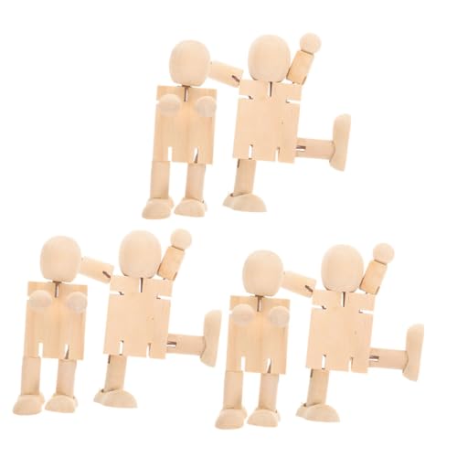 STOBOK 1 Satz Holzroboterpuppe Roboter Puppe Holzpuppen Gestalten Unlackierte Puppen Handwerk Holzfiguren Zum Bemalen Bemalung Eines Spielzeugroboters Beige 6st von STOBOK