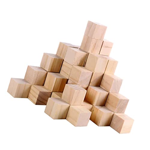 STOBOK 1 Satz Holzwürfel Building Blocks for Bausteine Für Kinderbausteine Holzspielzeug Für Rätsel Fliesen Blockiert Unfertiges Bastelholz Hölzern 50 Stück von STOBOK