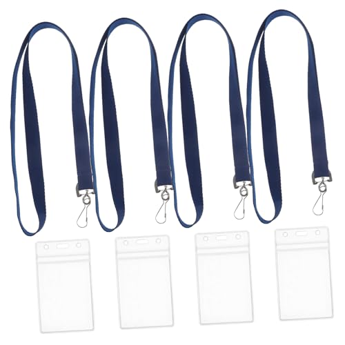 STOBOK 1 Satz Id-schlüsselband Ausweishalter Ausweistasche Ausweisclip Namensschild-clip Ausweiskartenhalter Klare Kartenhüllen Id-inhaber Lanyard Und Kartenhalter Pvc Navy 4 Stück von STOBOK