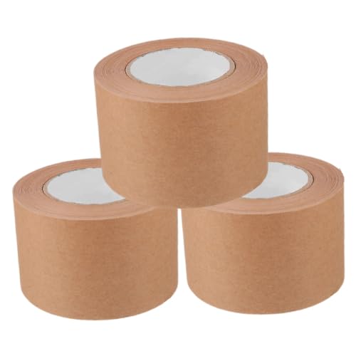 STOBOK 1 Satz Klebeband Aus Kraftpapier Kraft-abdeckband Kraft-washi-tape Kraft-versandband Braunes Papierband Paketklebeband Braunes Kraftband Versandklebeband Light Brown 3 Rollen von STOBOK