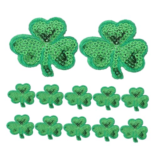 STOBOK 1 Satz Kleeblatt-klebeband Stickerei-ornament-set Hausapplikation Flicken Aufbügeln Flecken Gestickte Aufnäher Flicken Zum Aufbügeln Für Mädchen Schmelzklebefolie Green 12 Stück von STOBOK