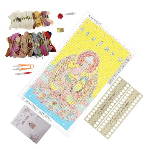 STOBOK 1 Satz Kreuzstich Handarbeit Buddha Wandkunst Stickmaterial-set Stickset Für Anfänger Stickerei-kits Stickwerkzeuge Buddhistisches Stickmuster Handarbeiten Zu Hause Baumwolle von STOBOK