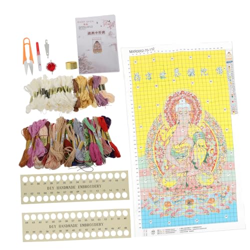 STOBOK 1 Satz Kreuzstich Stickset Für Anfänger Buddhistisches Stickmuster Stickmaterial-set Handarbeit Buddha Wandkunst Stickwerkzeuge Stickerei-kits Stickwerkzeugsatz Baumwolle von STOBOK