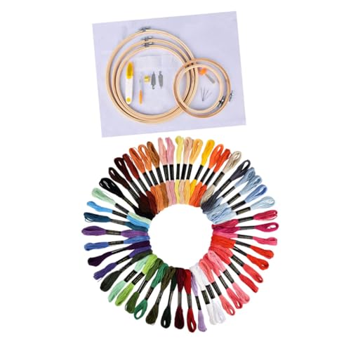 STOBOK 1 Satz Kreuzstichgarnsatz embroidery kit embroidery set Stickgarn-Set Handarbeitsset Stickerei DIY-Material Sticknadeln für zu Hause farbig bestickte Fäden Stickrahmen Polyester von STOBOK