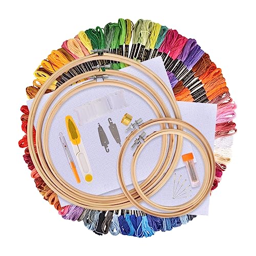 STOBOK 1 Satz Kreuzstichgarnsatz stickzubehör selber machen Sticken für Anfänger embroidery set stickrahmen set multifunktionswerkzeug DIY-Stickmaterial-Kit manuelles Stickset Polyester von STOBOK