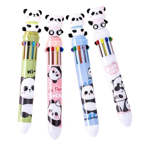 STOBOK 1 Satz Kugelschreiber Mit 10 Farben Panda-bleistifte Panda-mehrfarbenstift Panda Bleistift Tierische Kugelschreiber Panda-stift Dekorative Kugelschreiber Plastik 4 Stück von STOBOK