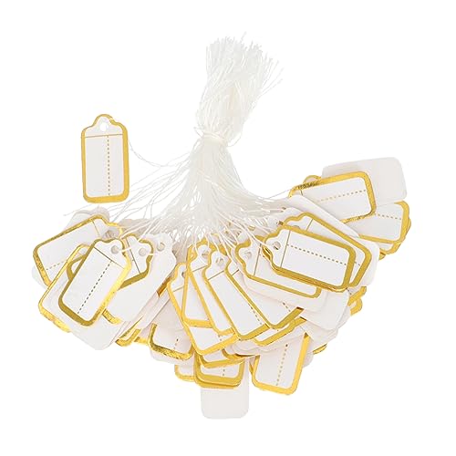 STOBOK 1 Satz Label-tag Etiketten Zeigen Tags An Weiße Etiketten Markierungsetikett Preisschilder Weiße Schmuckanhänger Schmuck-display-tags Merchandising-tag Papier Golden 500 Stück von STOBOK