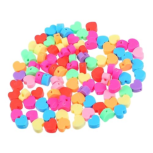 STOBOK 1 Satz Liebe Perlen Sicherungsperlen Armband Perlen Buchstaben Reize Bastelset Basteln Für Lose Perlen in Herzform Diy-bastelanhänger Polymer-ton Colorful 100st von STOBOK