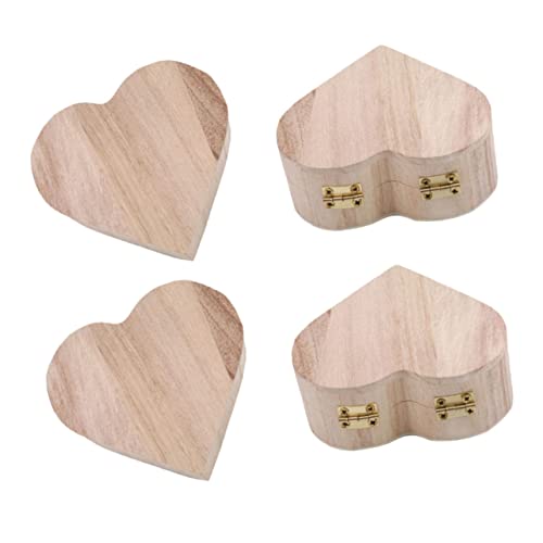 STOBOK 1 Satz Liebeskästchen Aus Holz Storage Boxes Aufbwahrungs-box Valentinstaggeschenk Han Karteikasten Dekoring Liebesring Mini-schmuckkästchen Herz-holzkiste Natürliches Holz 4 Stück von STOBOK