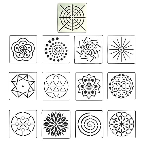 STOBOK 1 Satz Mandala Schablonen selber machen Mandala stencils Dot painting stencils Canvas stencils DIY painting templates Mandala-Dotting-Vorlagen DIY-Mandala-Vorlagen Weiß von STOBOK