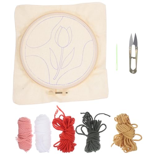 STOBOK 1 Satz Materialpaket für Stempelstickerei Kreuzstiche selber machen Stanznadel-Kits Anfänger sticken für kinder bastelsets+für+kinder Kunst-Stickerei-Kit Holz von STOBOK