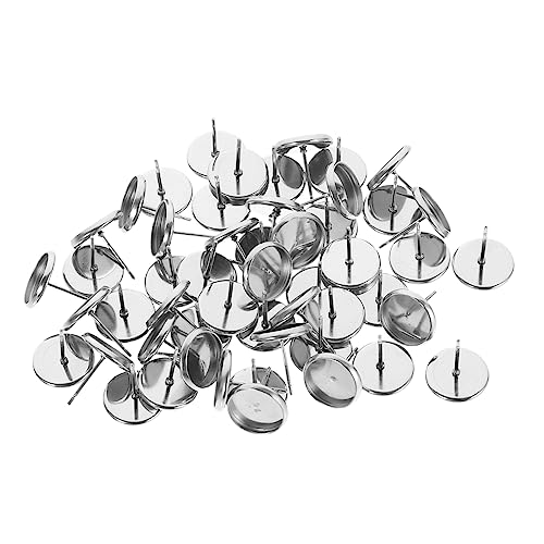 STOBOK 1 Satz Ohrringbasis Diy Ohrringe Set Schmuckherstellung Diy-ohrring-lünette Ablagefach Für Ohrstecker Ohrringe Ohrstecker Lünette Ohrringe Zubehör Edelstahl 304 Silver 50 Stück von STOBOK