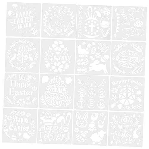 STOBOK 1 Satz Ostern Malstempel Schminkschablonen Schablonen Zum Malen Ostermalschablonen Easter Decoration Ostern Stencils Malvorlage Zarte Vorlage Malwerkzeug Haustiermaterial Weiß 16st von STOBOK