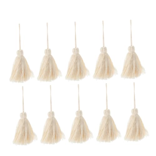 STOBOK 1 Satz Quaste Anhänger Quasten Zum Basteln Quaste Mit Schlaufen Anhänger Mit Quastenanhänger Diy Weiche Quasten Bastelquasten Für Schmuck Mini-bastelquasten Baumwolle Beige 15st von STOBOK