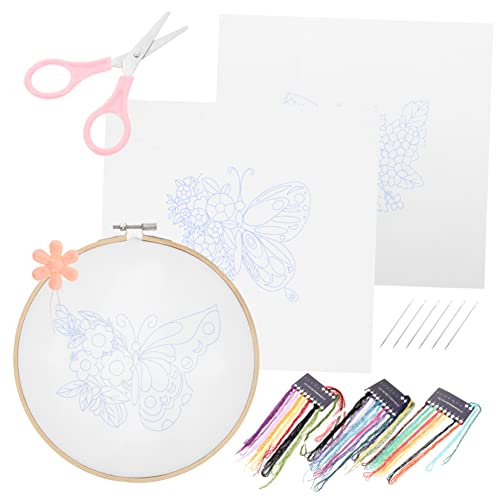 STOBOK 1 Satz Schmetterling Kreuzstich Stickset Schmetterlinge Bausätze Stickerei-Starter-Kit embroidery kit stickgarn set werkzeug Stickerei-DIY-Kit handgemachtes Stickmaterial Holz von STOBOK