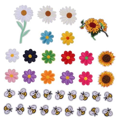 STOBOK 1 Satz Sonnenblumenfeld Nähzubehör Blumenmuster Dekoration Applikationen Aufnähen Mini Kleider Bügeleisen Aufnäher Für Kleidungsstücke Applikation Zum Nähen Von Diy-kleidung 36st von STOBOK