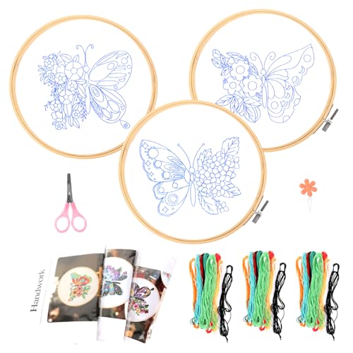 STOBOK 1 Satz Stickerei DIY Materialpaket Schmetterling hängende Malerei Lu Stickerei handgemachte Anfänger Blumendekoration Ornamente stickschere embroidery scissors Stickpackung Katze von STOBOK