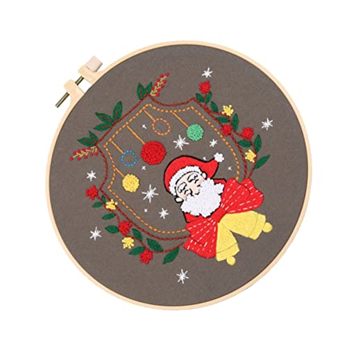 STOBOK 1 Satz Stickerei Stanznadel-Kits Stickset Anfänger Stich-Kit Bausätze Bausatz embroidery kit embroidery thread DIY -Stickkit Sticktuch mit Weihnachtsmuster Sticknadeln Baumwolle von STOBOK