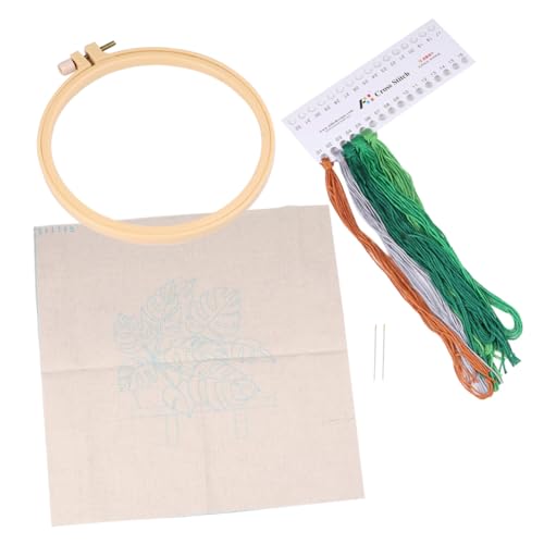 STOBOK 1 Satz Stickerei selber machen Kreuzstichpackungen für Pflanzen-Kit embroidery set stickerset DIY-Stickmaterial Monstera-Stickerei zum Selbermachen Weiß von STOBOK