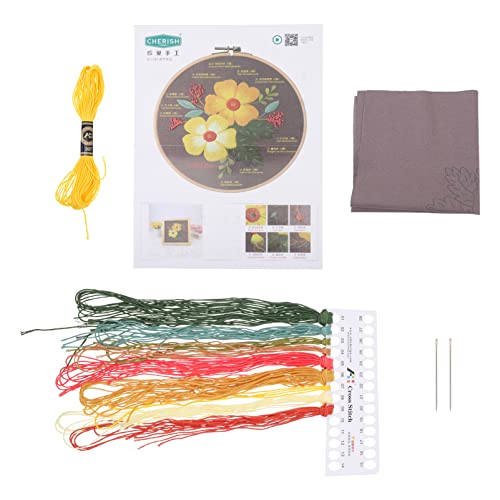 STOBOK 1 Satz Stickmaterialpaket Stanznadel-Kits Häkelset Kreuzstich-Set embroidery kit wohnungseinrichtung werkzeug Kreuzstich für den Anfang Kreuzstichpackung Anfänger Stickgarn Yellow von STOBOK