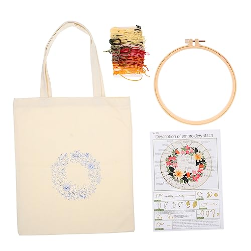 STOBOK 1 Satz Tasche Aus Kreuzstich-segeltuch Strickset Kit-tasche Häkeltaschen-kit Häkelset Für Anfänger Häkelzubehör Bausatz Einkaufstasche Gehäkelt Stickerei-kits Polyester Weiß von STOBOK