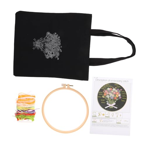 STOBOK 1 Satz Tasche aus Kreuzstich-Segeltuch Bausätze Bausatz Gewebte Stoff DIY-Kit für Handtaschen Bastelset Kreuzstich-Set dekoratives Stickset Stickerei-Starter-Kit Polyester Black von STOBOK