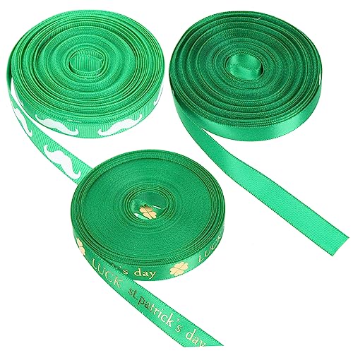 STOBOK 1 Satz Verpackungsband Ribbon Bandfeile Bandalette Festivalbänder St. Patricks Day Stirnband Grünes Band Diy Basteldeko Geschenkband Zum Verpacken Von Geschenken Polyester 3 Rollen von STOBOK