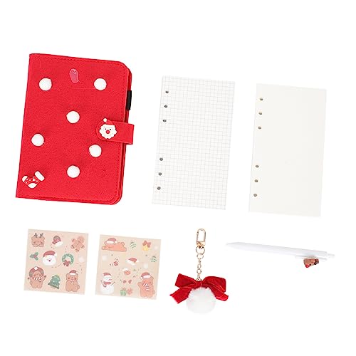 STOBOK 1 Satz Weihnachtstagebuch Dankbarkeitstagebuch für Frauen Sammelalbum für Mädchen Scrapbook-Kit durchschreibepapier Reisetagebuch Cartoon-Notizblock Cartoon-Tagebuch Filzstoff rot von STOBOK