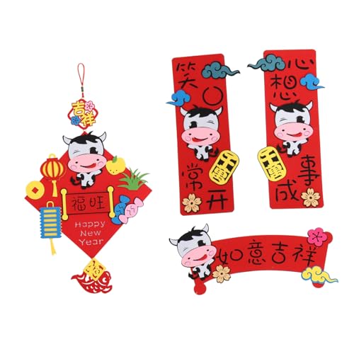 STOBOK 1 Set 2021 Filz Couplet Dekoration Banner Haustür Girlande Neujahr Hängeschild Frühlingsfest Couplet Chinesisches Couplet Tür Couplet Frühlingsfest Ornament Filztuch von STOBOK