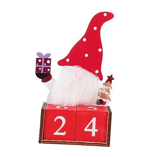 STOBOK 1 Stk Weihnachtskalender Kalenderschreibtisch Weihnachtsdekorationen Standkalender Für Den Schreibtisch Adventskalender Trocken Abwischbarer Kalender Weihnachtsschmuck Rot Hölzern von STOBOK