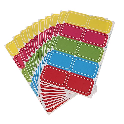 STOBOK 10 Blätter Aufkleber kleine Klebeetiketten Garagenetiketten Farben Namensschilder Büroetiketten preisschild namens sticker Studenten-Klebeetikett tragbares Namensschild Colorful von STOBOK