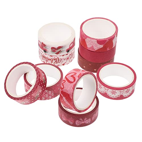 STOBOK 10 Rollen Valentinstag Washi Tape Strasssteine Etikett Verwaschenes Klebeband Aufkleberband Farbiges Klebeband Ästhetische Aufkleber Klebrig Clip Müll Funkeln Japanisches Papier von STOBOK