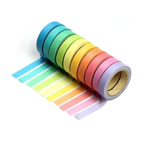 STOBOK 10 Rollen Washi Tape in Regenbogenfarben the washi tape farbiges klebeband Decoration Tape Scrapbooking Tape farbiges Band Kalenderband dekoratives Washi-Tape Washi-Klebeband von STOBOK