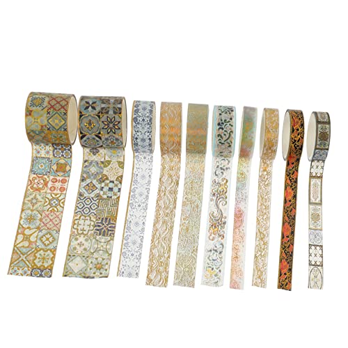 STOBOK 10 Rollen Washi-tape Notizen Textmarker Sammelalbum Markierungen Aufkleber Pastell Schrott Scrapbooking Verpackung Maskierung Washi-gold-stempelband Diy Klebeband Bastelband Papier von STOBOK