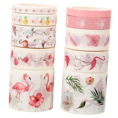 STOBOK 10 Rollen süßes Band Handwerk mit doppelseitigem Klebeband Bandspender Dekoration mit Papierband Flamingo-Band Weihnachts-Washi-Tape Washi Tape Weihnachten Japanisches Papier Rosa von STOBOK