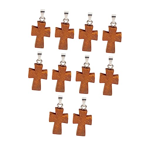 STOBOK 10 Stk Kreuz Anhänger Reize dekoringe schlusselketten Halskette Kreuzanhänger Mini-Kreuz-Anhänger Kreuzanhänger für die Schmuckherstellung Kreuz Charme hölzern Brown von STOBOK