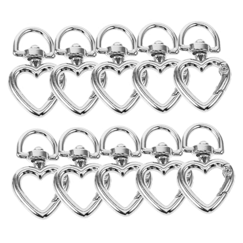 STOBOK 10 Stück Herzförmige Feder Karabiner Aus Metall Mit D Ringen Ideal Für DIY Schmuck Schlüsselanhänger Und Kreative Bastelprojekte Robust Und Vielseitig Einsetzbar von STOBOK