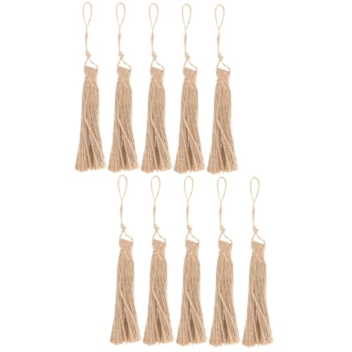 STOBOK 10 Stück Jute Seil Quasten DIY Holzperlen Quasten Lesezeichen DIY Quasten Anhänger Natürliche Jute Quasten Quasten Ornamente DIY Dekorative Quaste Geburtstagsgeschenke Für von STOBOK