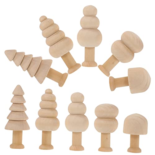 STOBOK 10 Stück Kleine Holzpilze Für Kinder DIY Zubehör Holzbaum Für DIY Kinder DIY Spielzeug Unvollendete Holzbäume Mini Holzbäume Holzbäume Dekorationen DIY Holzpilze DIY von STOBOK