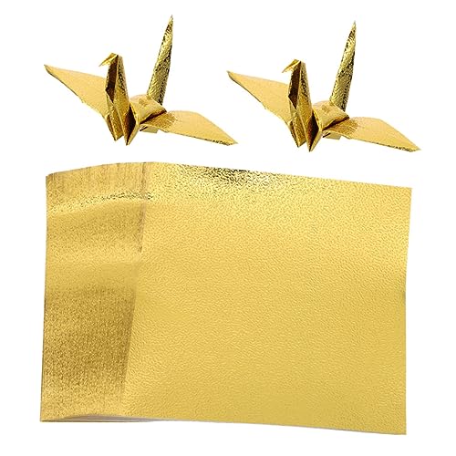 STOBOK 100 Blatt Einseitiges Perlmutt-Origami Geschenkpapier Kettenstreifen aus Papier Bastelpapier papierschere pauspapier Origami-Papier für Kunst quadratisches Faltpapier Golden von STOBOK