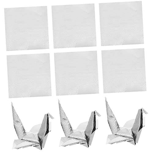 STOBOK 100 Blatt Einseitiges Perlmutt-origami Packpapier Kraft Faltbares Papier Papierhandwerk Konstruktionspapier Origami-glitzerpapierquadrate Bastelpapier Oragami-papier Silver von STOBOK