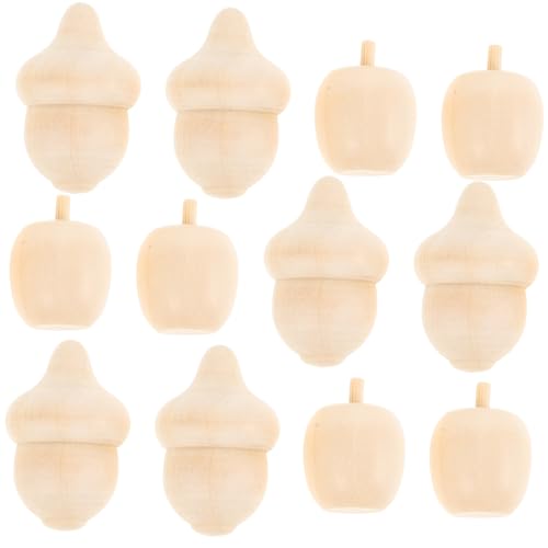 STOBOK 100 Stk Apfelornament Aus Holz Unvollendetes Eichelhandwerk Eichel Aus Holz Selber Machen Leere Holzfigur Leere Holzstatue Unvollendete Eichelfigur Diy Holzornament Beige von STOBOK