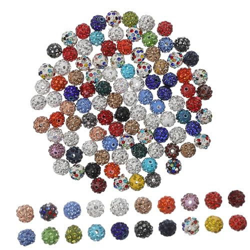 STOBOK 100St Shambhala-Perlen glitzer perlen runde perlen Rhinestone Perlen Strassperlen Schmuckkugeln Halskette Perlen Basteln Sie lose Perlen dekorative Perlen Schmuckperlen Polymer-Ton von STOBOK