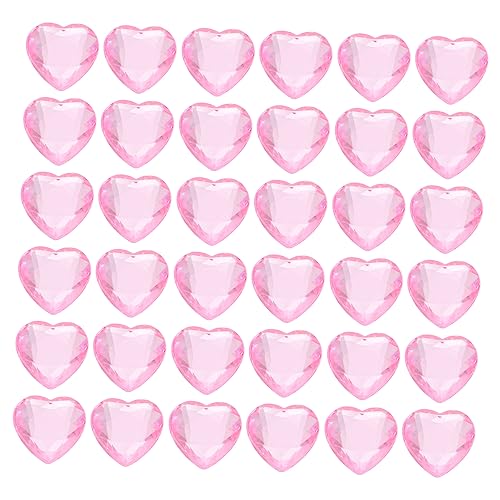 STOBOK 100St Valentinstag Herzen Herz-Abstandsperlen Armband Herzperlen hochzeitsdeko geschenkideen weihnachten glänzende herzförmige Kugeln Herzförmige Kugeln für die Hochzeit Acryl Rosa von STOBOK