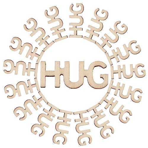 STOBOK 100St hölzerne Umarmung buchstaben letters Hug Holzstücke Dekoration ideas Hug Holzstücke DIY Krug DIY-Umarmungsausschnitte DIY-Holzausschnitte Umarmung zum Füllen des Glases von STOBOK