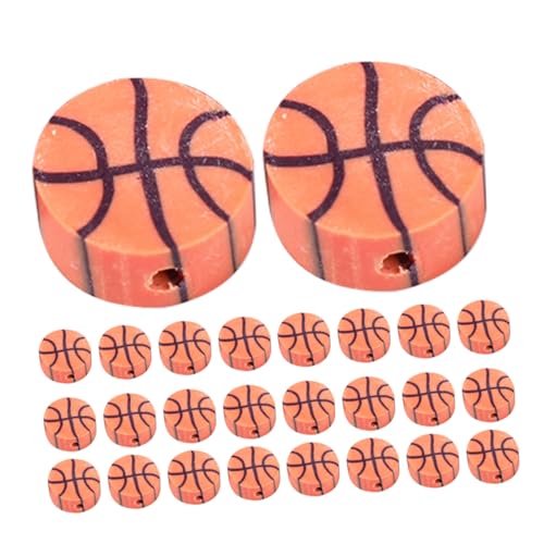 STOBOK 100st Basketball-perlenmaterial Perlenkette Armband Lose Perlen Diy-schmuckmaterialien Perlen Zur Schmuckherstellung Aus Tonperlen Halskette Perlen Orange Polymer-ton von STOBOK