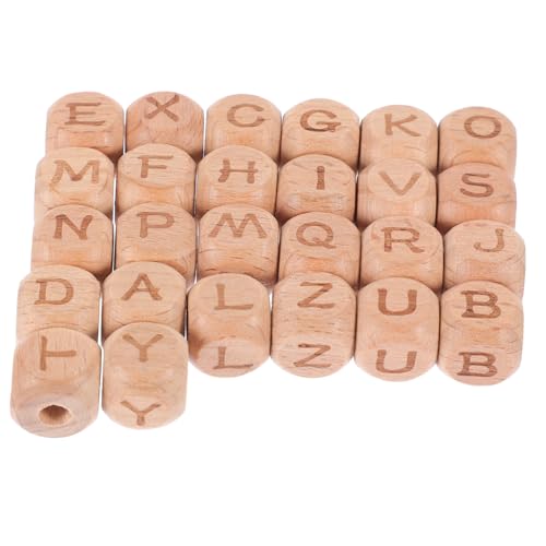 STOBOK 104st Buchstabenperlen Aus Buche Multifunktionale Buchstabenperlen Lose Armbandperlen Buchstabenperlen Basteln Buchstaben-holzperlen Armbandperlen Basteln Haushaltsarmbandperlen von STOBOK