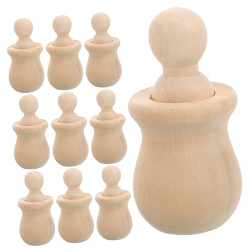 STOBOK 10Er Set Graffiti Holzfiguren Leere Familienfiguren Leere Stiftpuppen Unvollendete Stiftpuppen Engelspuppen Bastelpuppen Naturpuppenkörper Nestpuppenspielzeug DIY von STOBOK